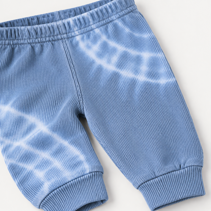 PAIGELAUREN Blue Blue Tie Dye Ribbed Legging waistband and fine rib detail