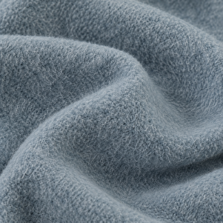 Close-up of soft fuzzy Blue brushed fleece fabric