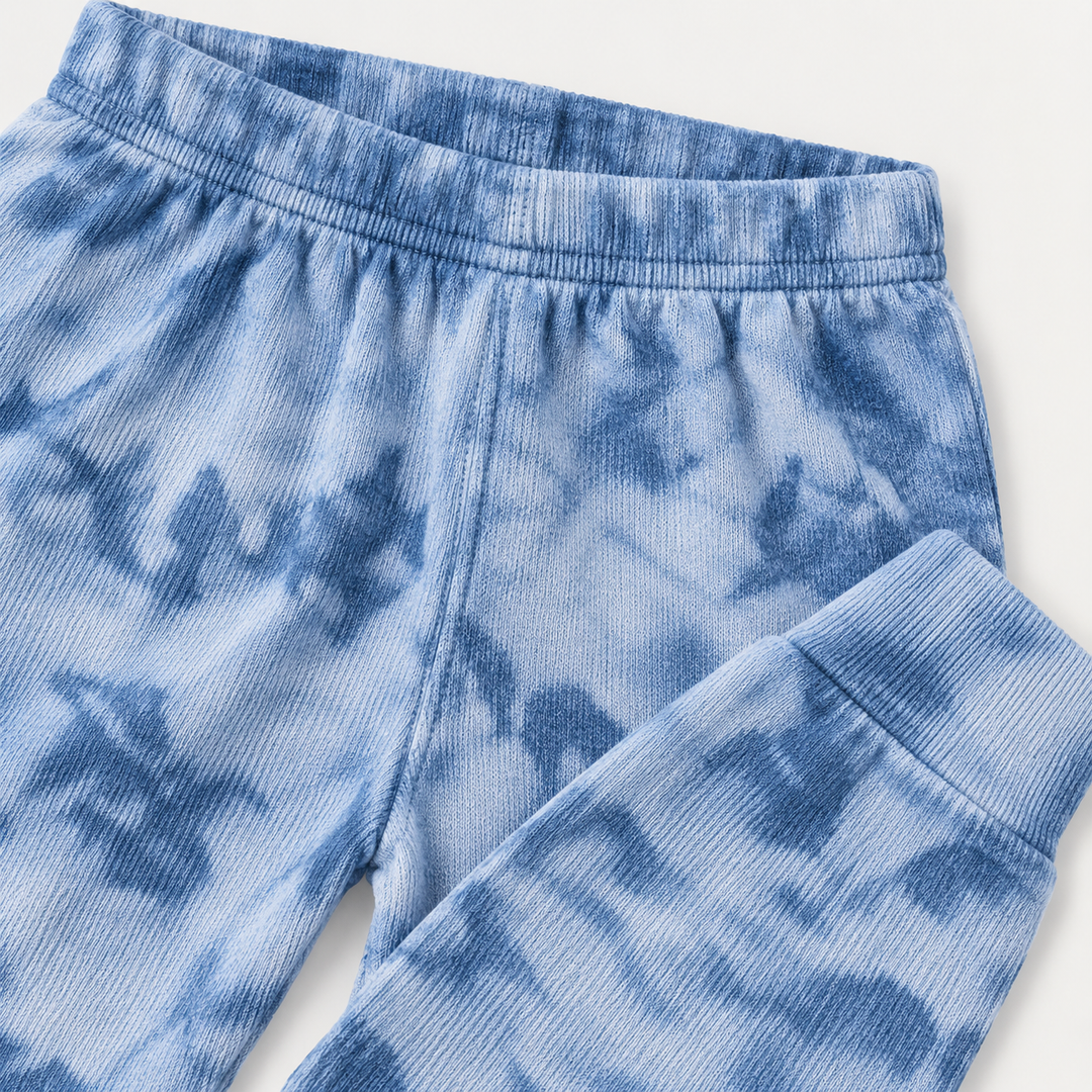 PAIGELAUREN Blue Crystal Rib Legging waistband, cuff and crystal dye detail