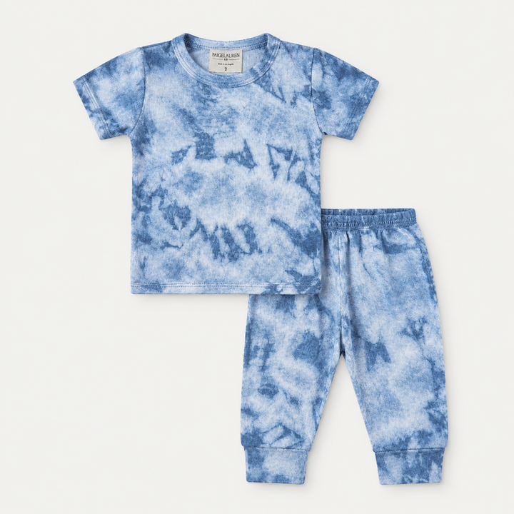 PAIGELAUREN Blue Crystal Rib Tee + Legging Set