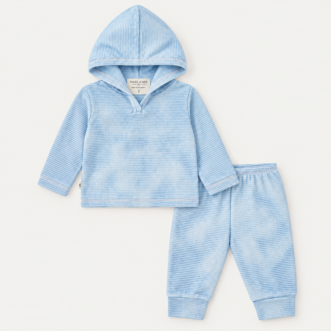 PAIGELAUREN Blue Marble Rib Hoodie + Legging Set