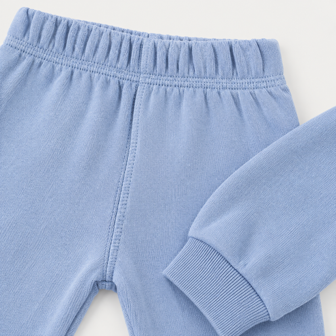 Blue Sherpa jogger elastic waistband, soft fabric and ribbed cuff detail