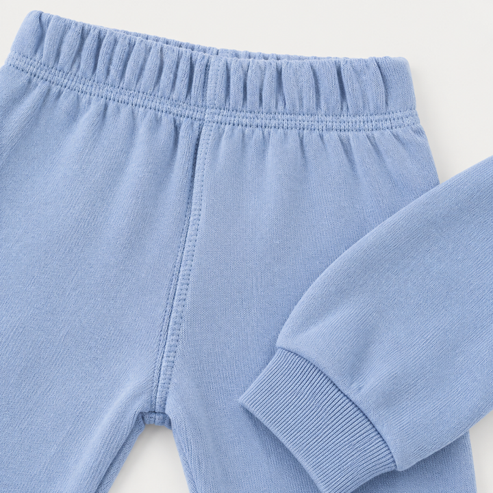 Blue Sherpa jogger elastic waistband, soft fabric and ribbed cuff detail