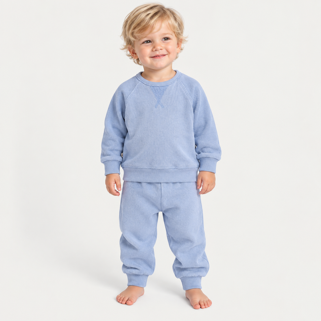 PAIGELAUREN Blue Sherpa Raglan Sweatshirt and Jogger Set on toddler