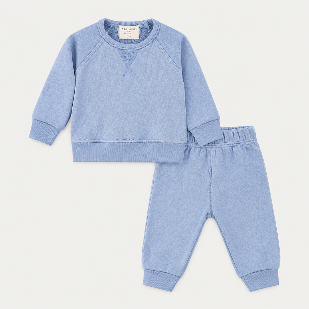PAIGELAUREN Blue Sherpa Raglan Sweatshirt and Jogger Set