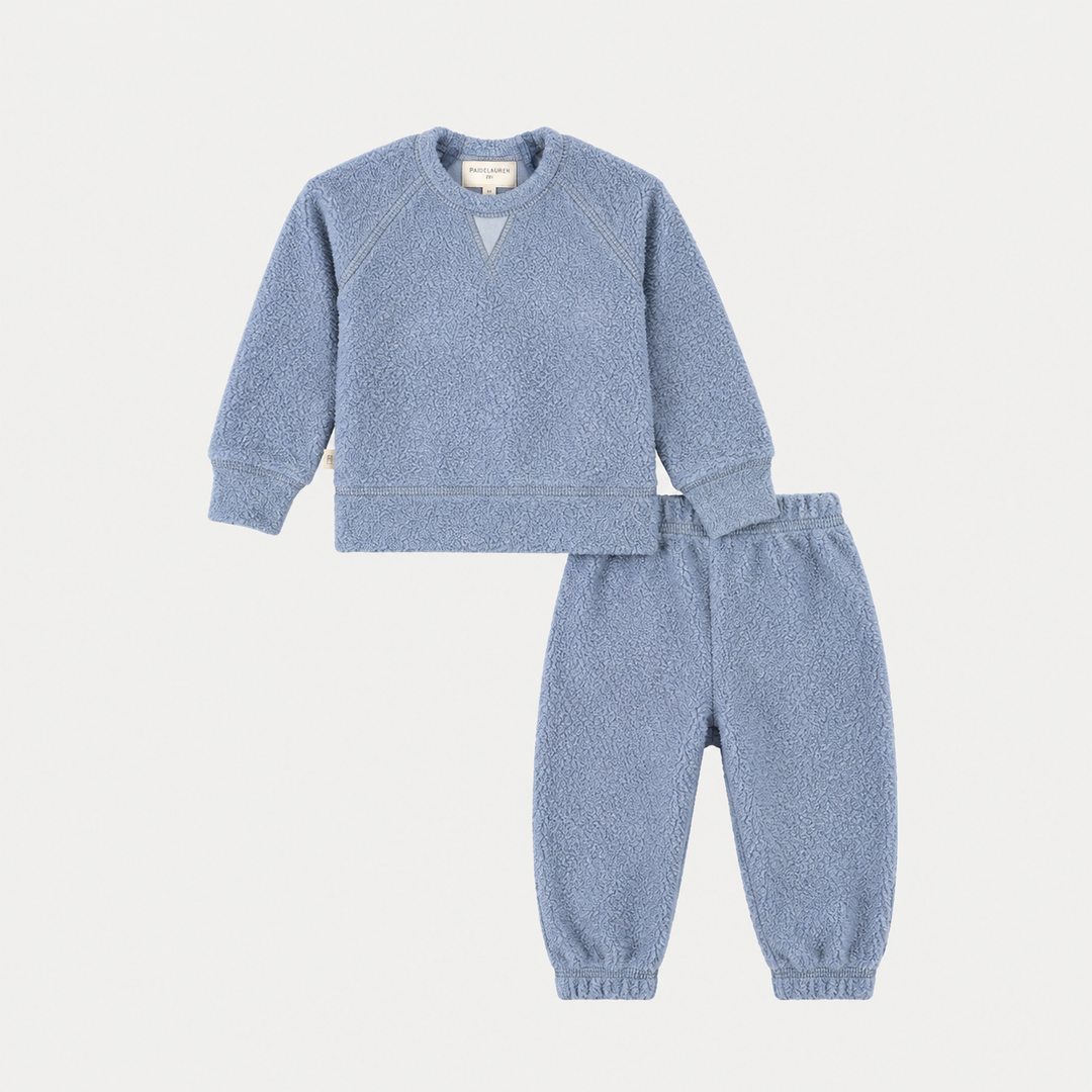 PAIGELAUREN Blue Sherpa Sweatshirt and Sweatpant Set