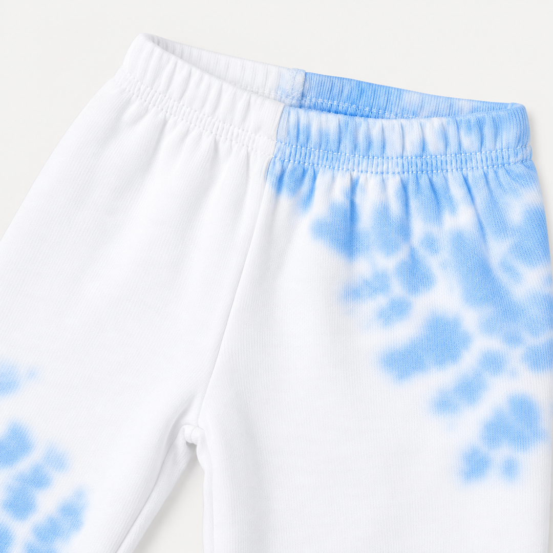 PAIGELAUREN Blue and White Tie Dye Ribbed Legging waistband and construction detail