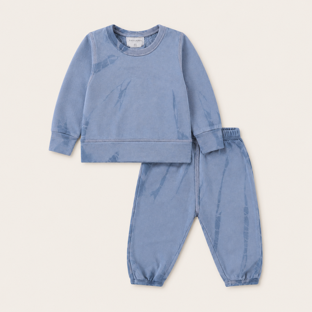 PAIGELAUREN Blue Tonal Dye Fleece Loungewear Set
