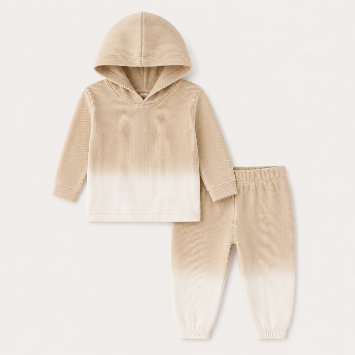PAIGELAUREN Bone Dip Dye Ribbed Oversized Hoodie and Baggy Pant Set