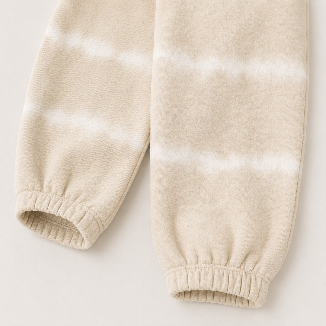 PAIGELAUREN Bone Hand Dyed Stripe Rib Pant with gathered elastic ankle detail