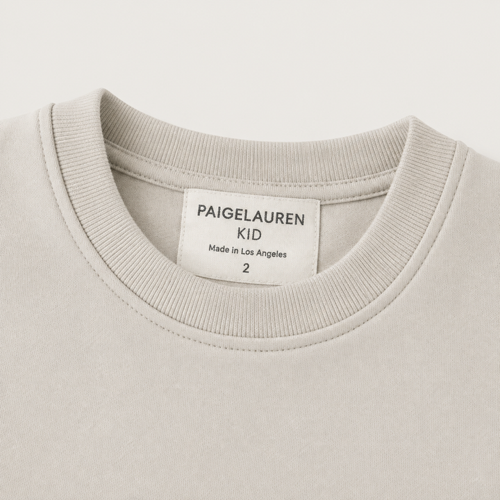 Bone Tie Dye fleece sweatshirt neck detail with PAIGELAUREN label