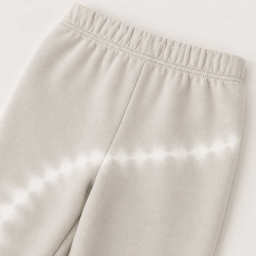 Bone Tie Dye fleece sweatpant detail with elastic waistband and ankle