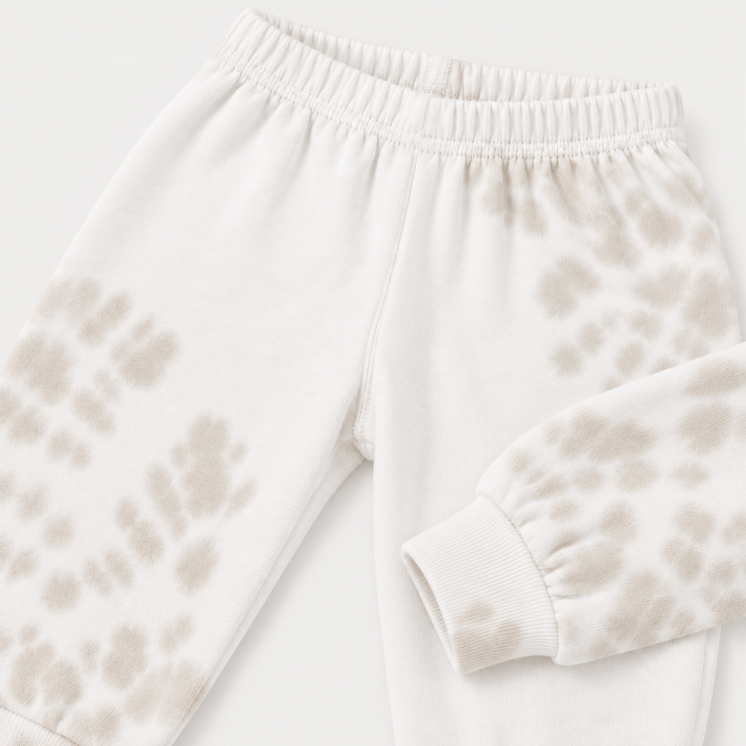 PAIGELAUREN Bone and White Tie Dye Ribbed Legging waistband and construction detail