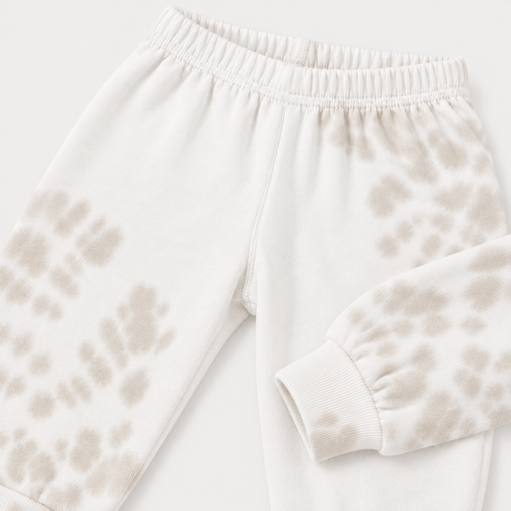 PAIGELAUREN Bone and White Tie Dye Ribbed Legging waistband and construction detail