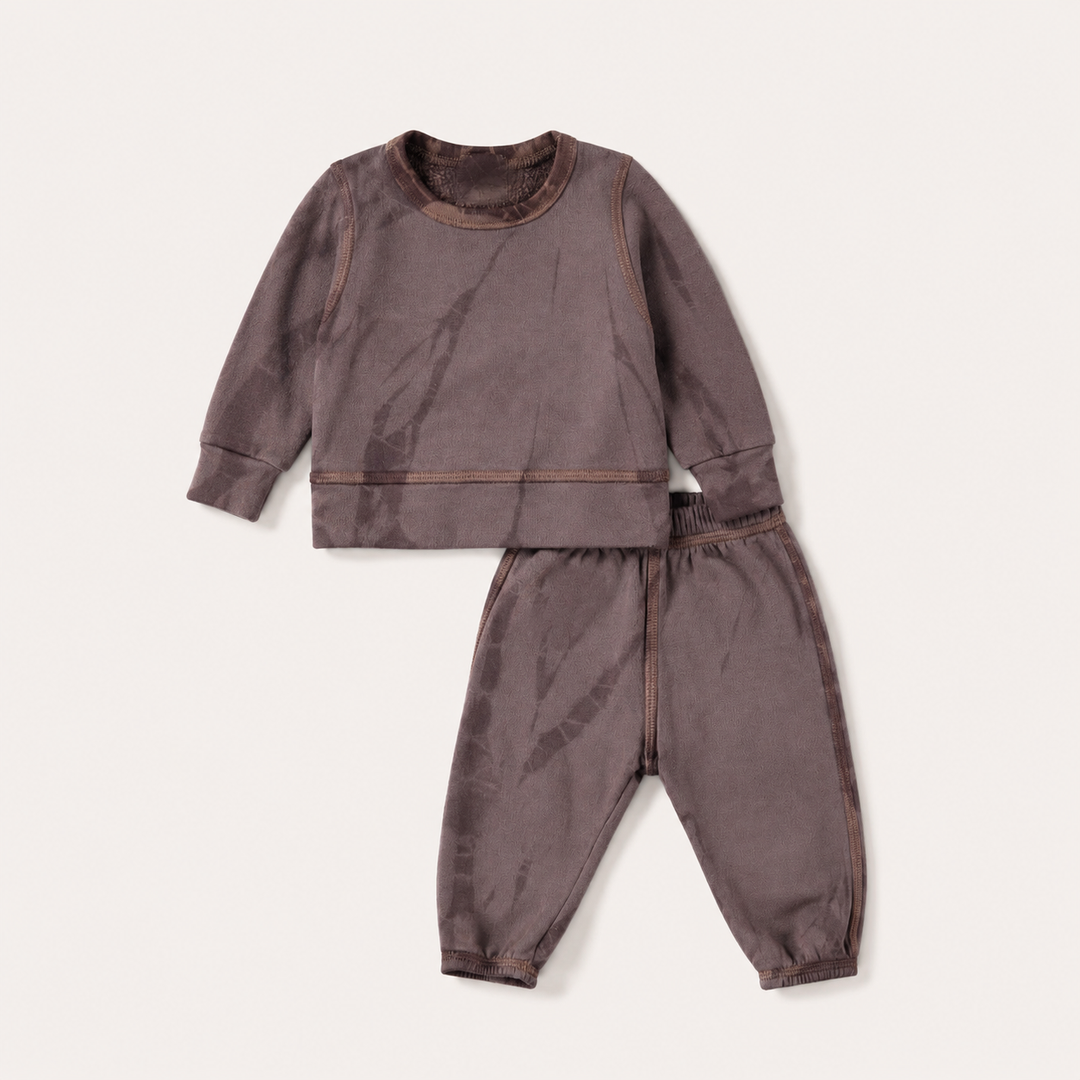 PAIGELAUREN Brown Tonal Dye Fleece Loungewear Set