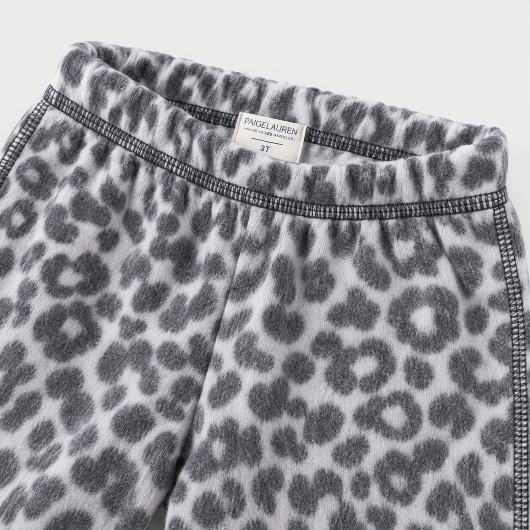 PAIGELAUREN Black and White Brushed Hacci pant and elastic waistband detail