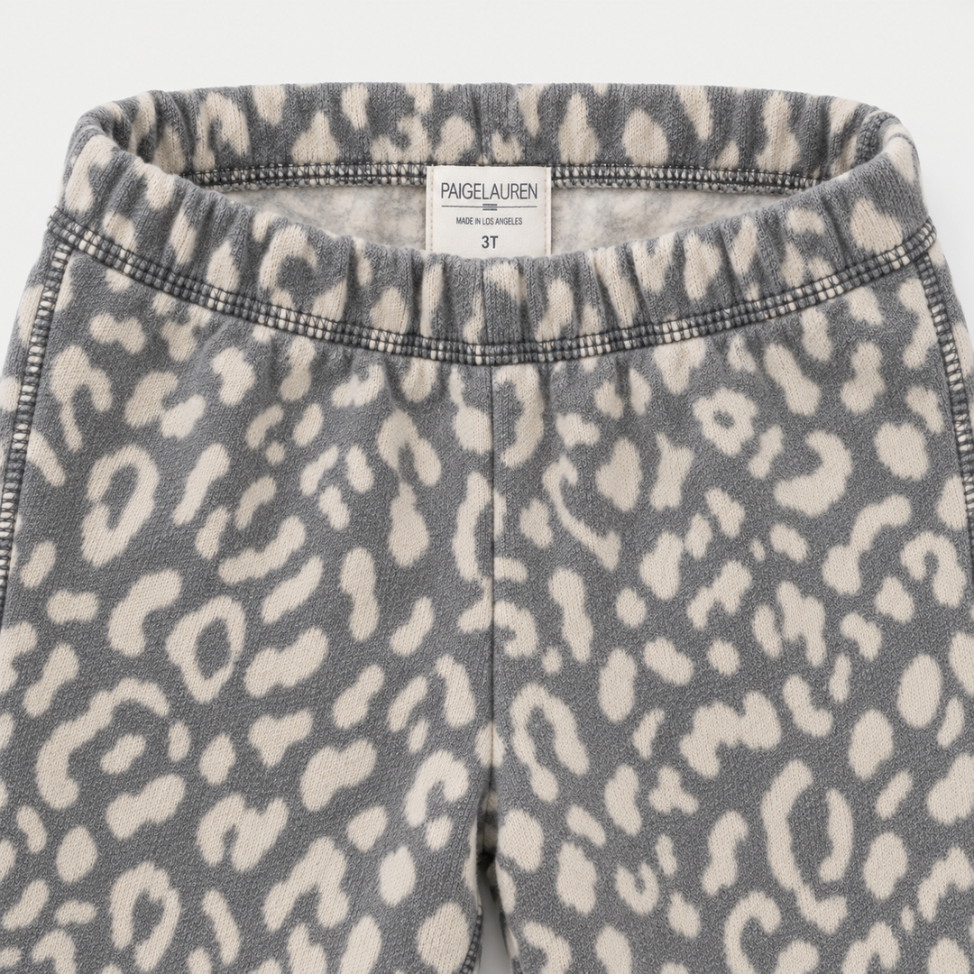 PAIGELAUREN Gray and Cream Brushed Hacci pant and elastic waistband detail