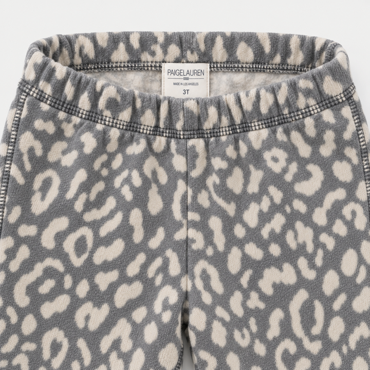 PAIGELAUREN Gray and Cream Brushed Hacci pant and elastic waistband detail