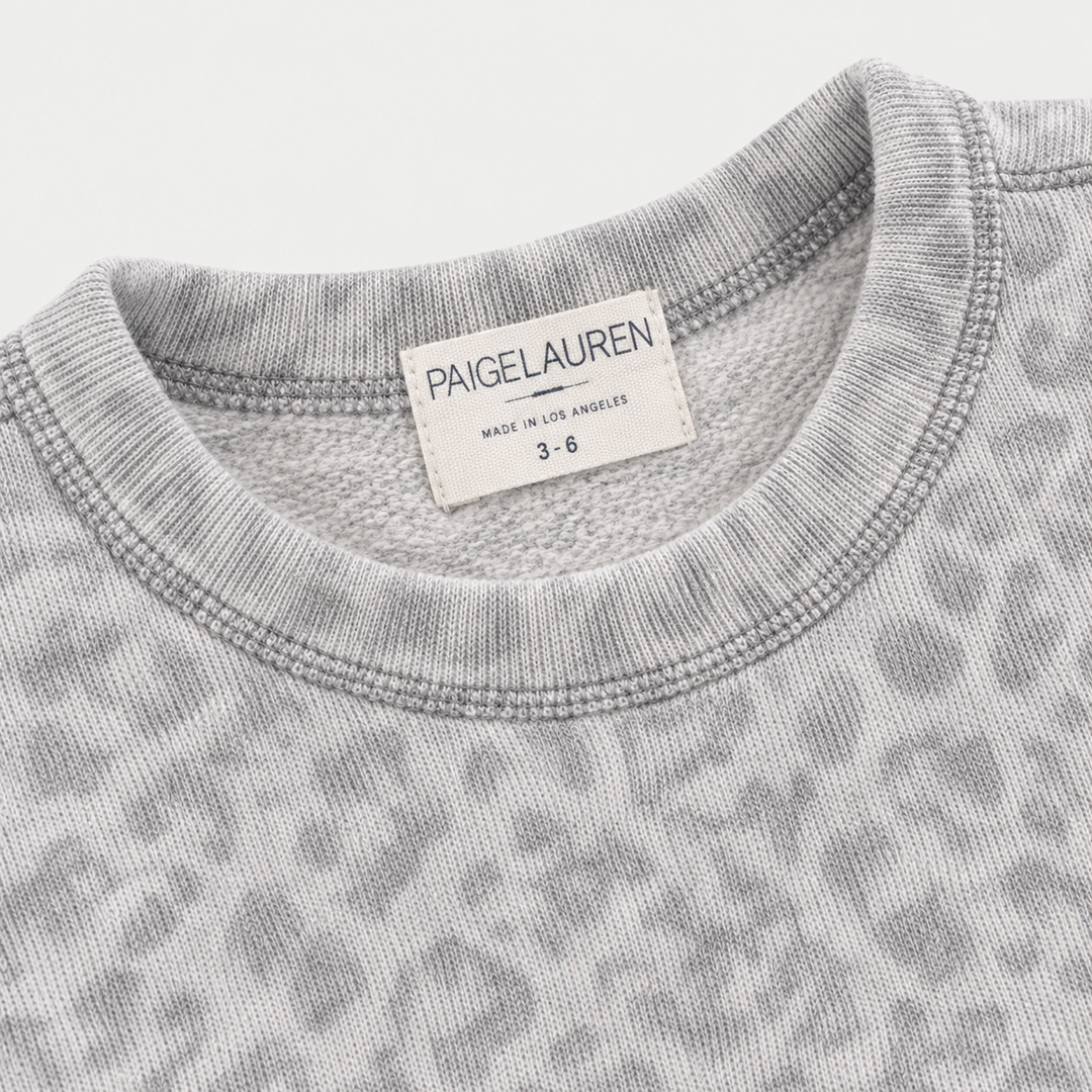 PAIGELAUREN Gray and Taupe Brushed Hacci pullover neckline and label detail