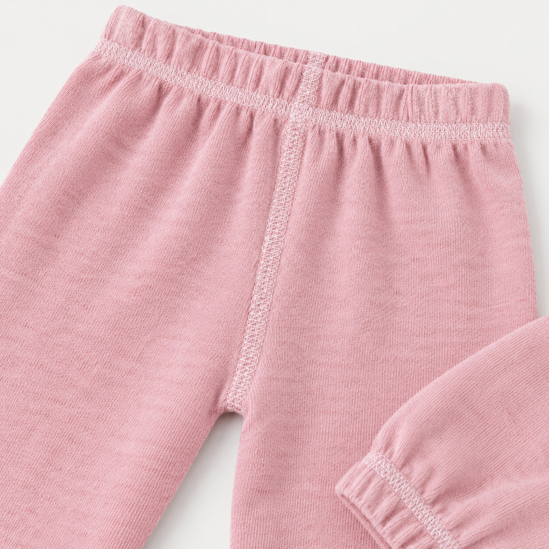 PAIGELAUREN Pink Brushed Hacci Pant waistband, stitching and fabric detail