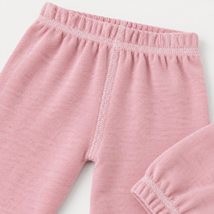 PAIGELAUREN Pink Brushed Hacci Pant waistband, stitching and fabric detail