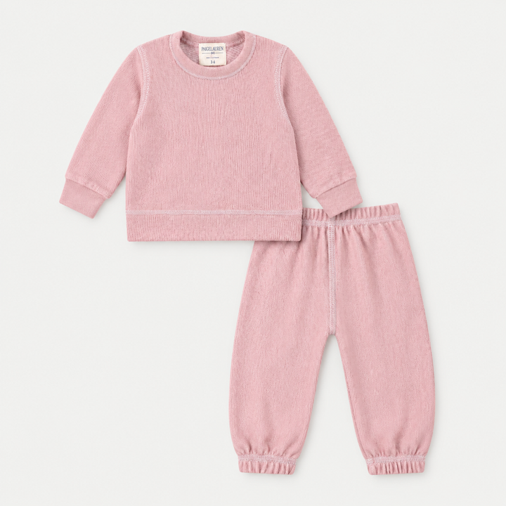 PAIGELAUREN Brushed Hacci Pullover and Pant Loungewear Set in Pink