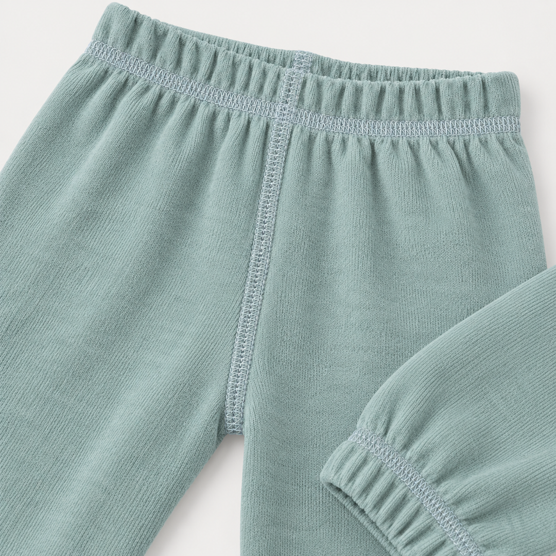 PAIGELAUREN Seafoam Green Brushed Hacci Pant elastic waistband and stitching detail