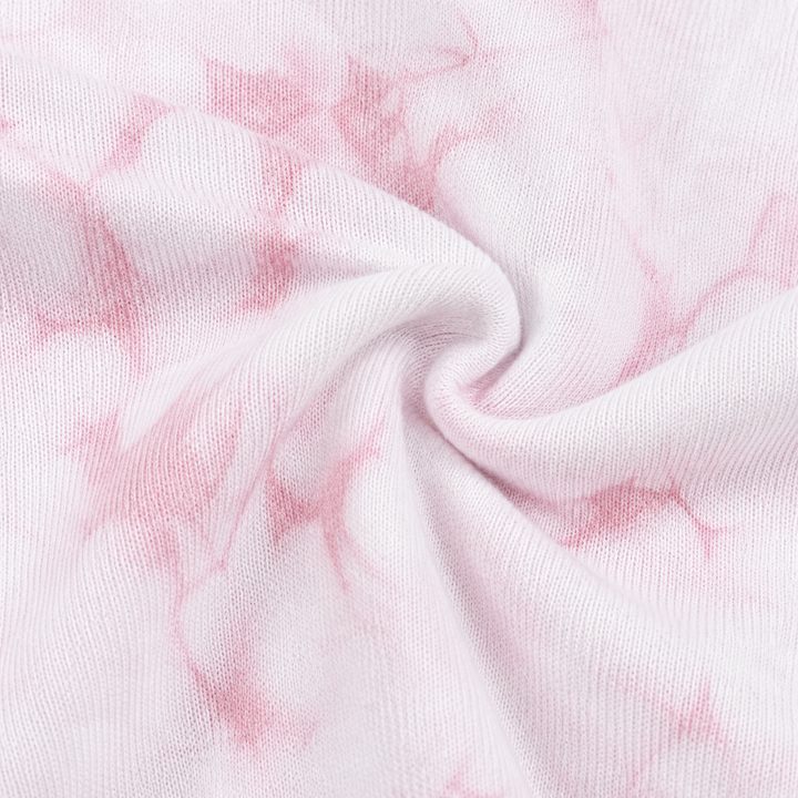 Close-up of soft rib fabric and hand-dyed Pink Crystal finish