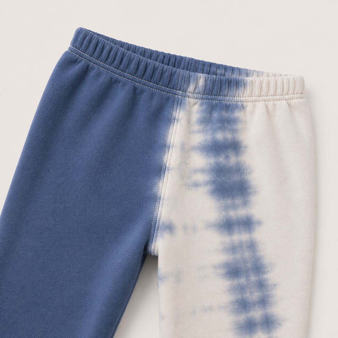 Detail of the Super Soft Fleece Sweat Pant in Dark Blue Tie Dye