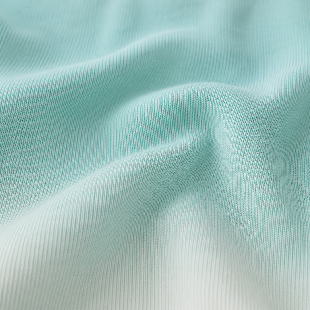 PAIGELAUREN Dip Dye Fleece Sweatshirt and Sweatpant Set in Ombre Teal Fabric Image