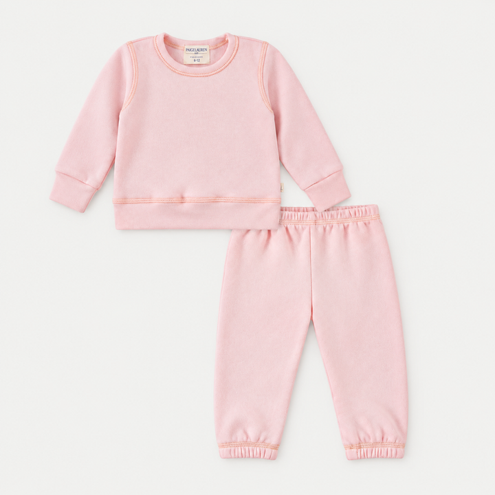 PAIGELAUREN Fleece Sweatshirt and Sweatpant Set in Pink