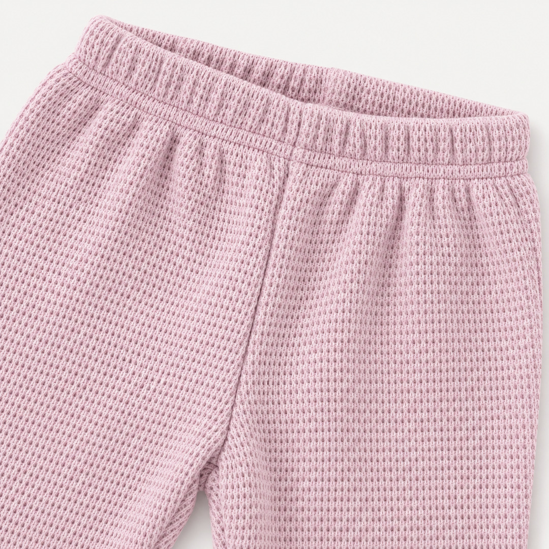 PAIGELAUREN Lilac Thermal Legging elastic waistband and fabric detail