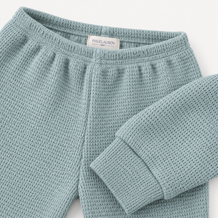 PAIGELAUREN Sage Thermal Legging elastic waistband and fabric detail