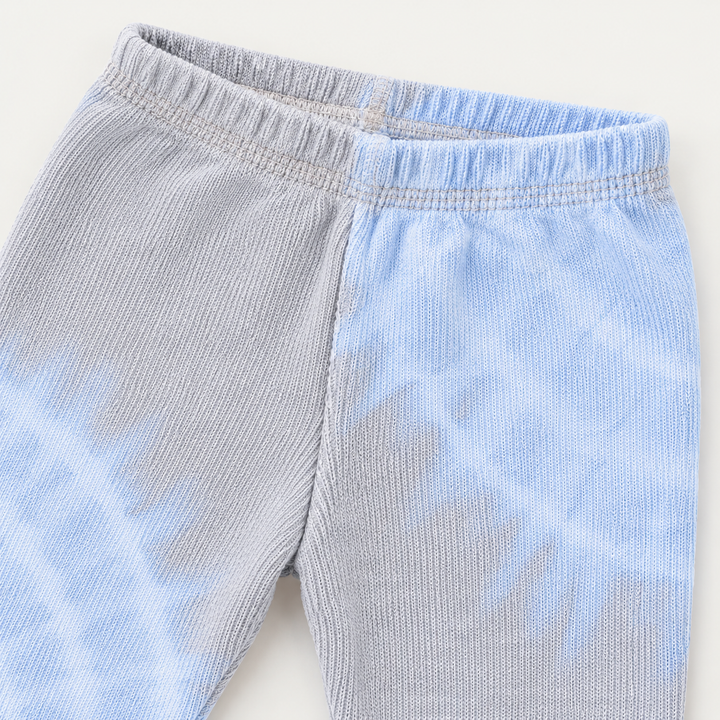 PAIGELAUREN Gray Blue Tie Dye Ribbed Legging waistband and fine rib detail