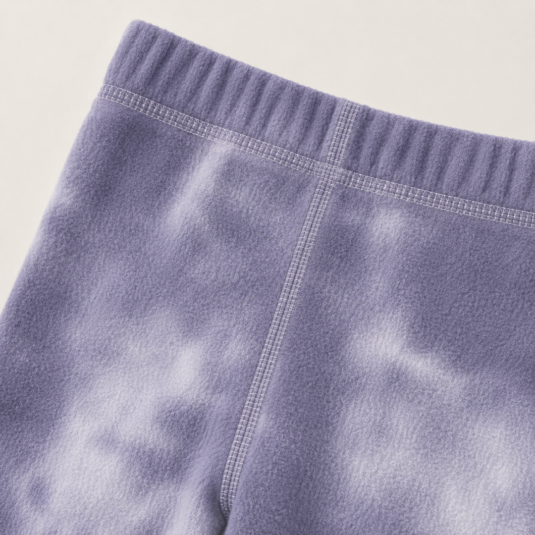 Gray Brushed Hacci Tie Dye pant with elastic waistband and contrast topstitch detail