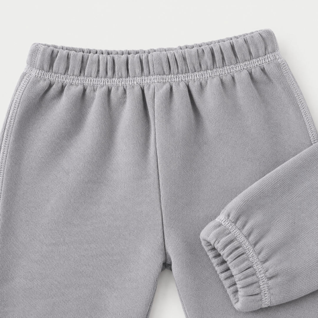 PAIGELAUREN Gray Fleece Sweatpant elastic waistband and seam detail