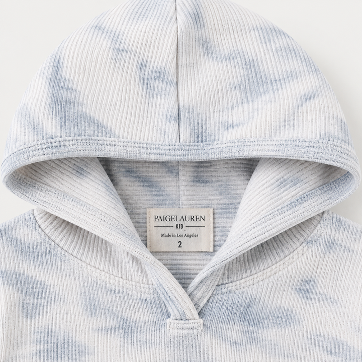PAIGELAUREN Gray Marble Stripe Hoodie hood and neckline detail
