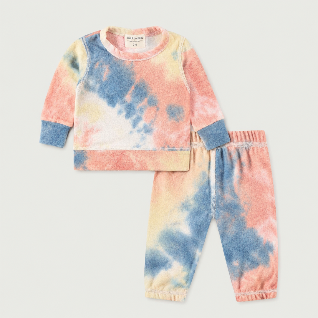 PAIGELAUREN Brushed Hacci Multi Tie Dye Pullover and Pant Set