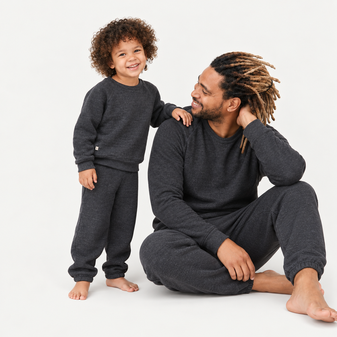 PAIGELAUREN Heathered Charcoal Vintage Fleece matching loungewear set for Dad