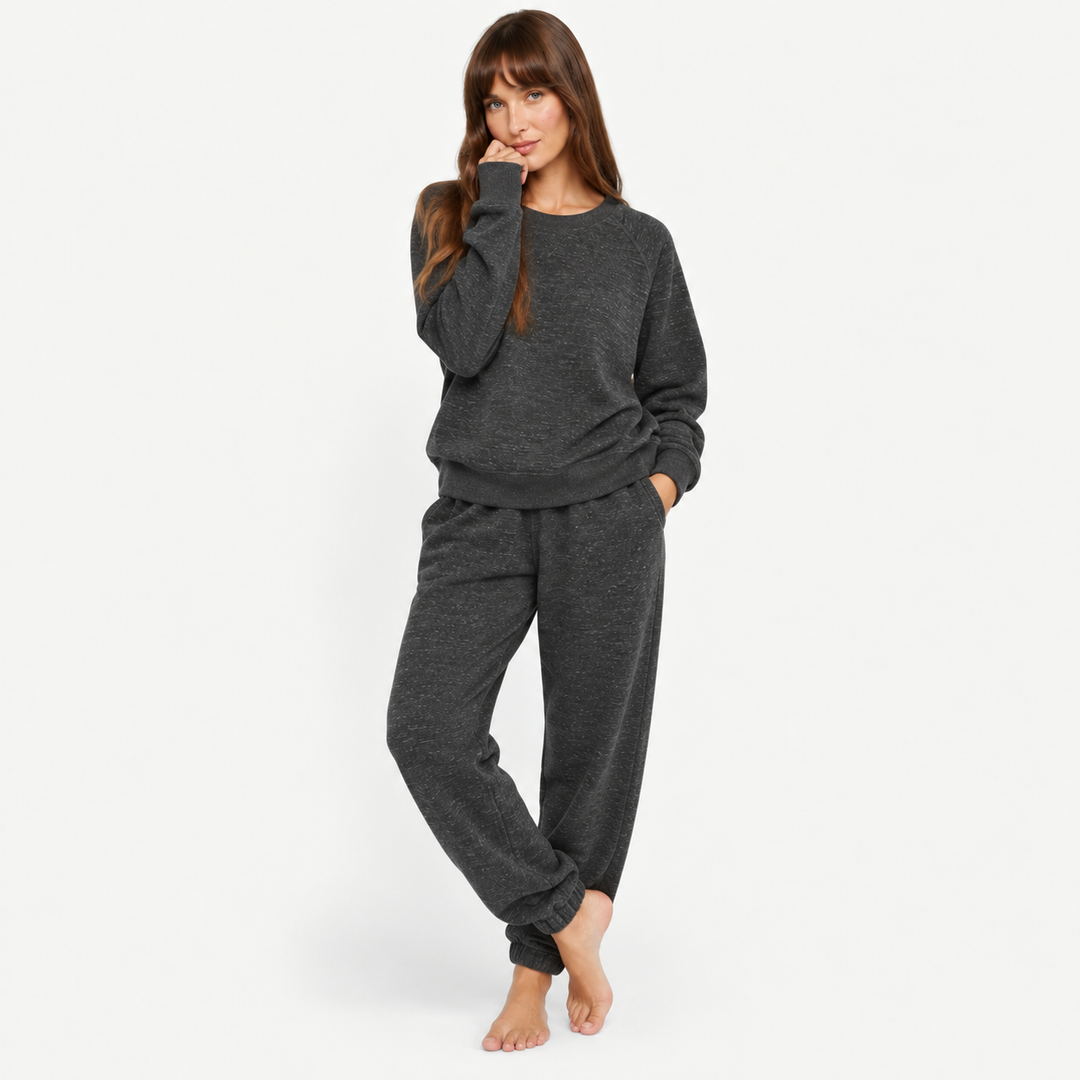 PAIGELAUREN Heathered Charcoal Vintage Fleece matching loungewear set for Mom