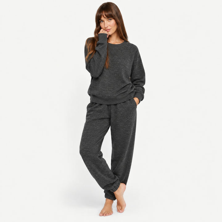 PAIGELAUREN Heathered Charcoal Vintage Fleece matching loungewear set for Mom