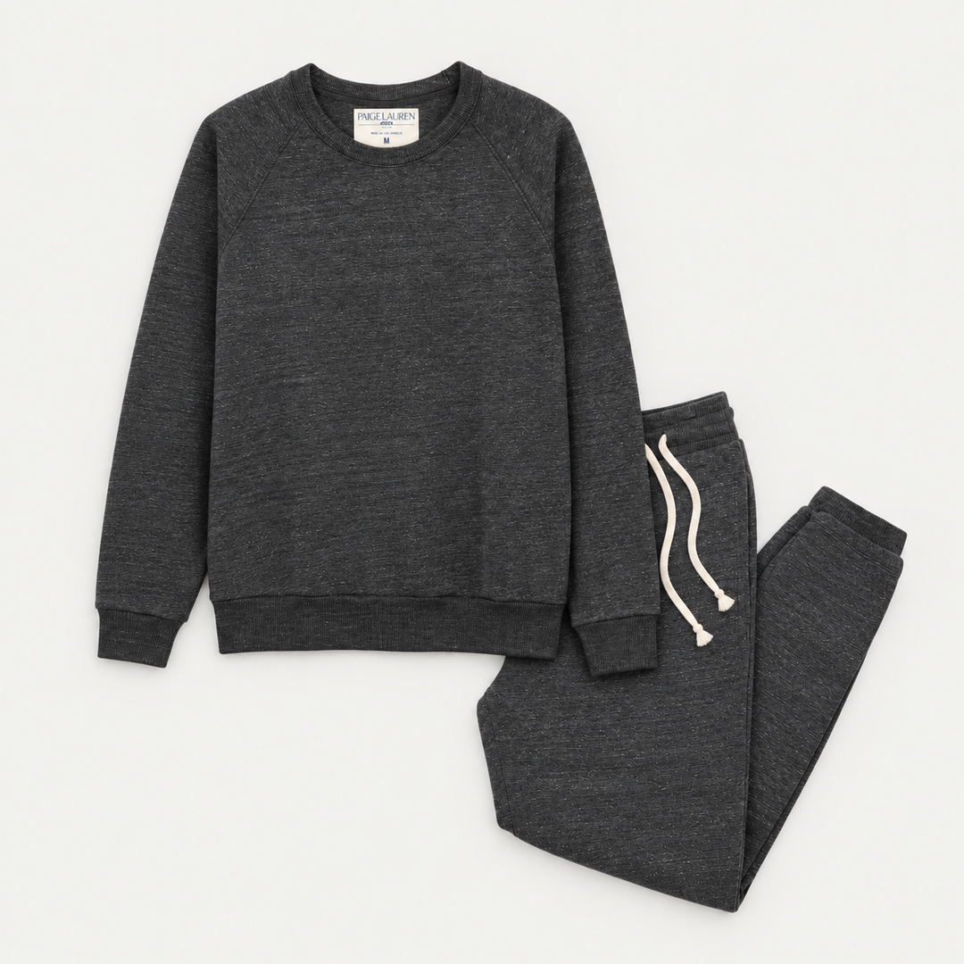 PAIGELAUREN Heathered Charcoal Vintage Fleece Sweatshirt and Sweatpant Set for Dad