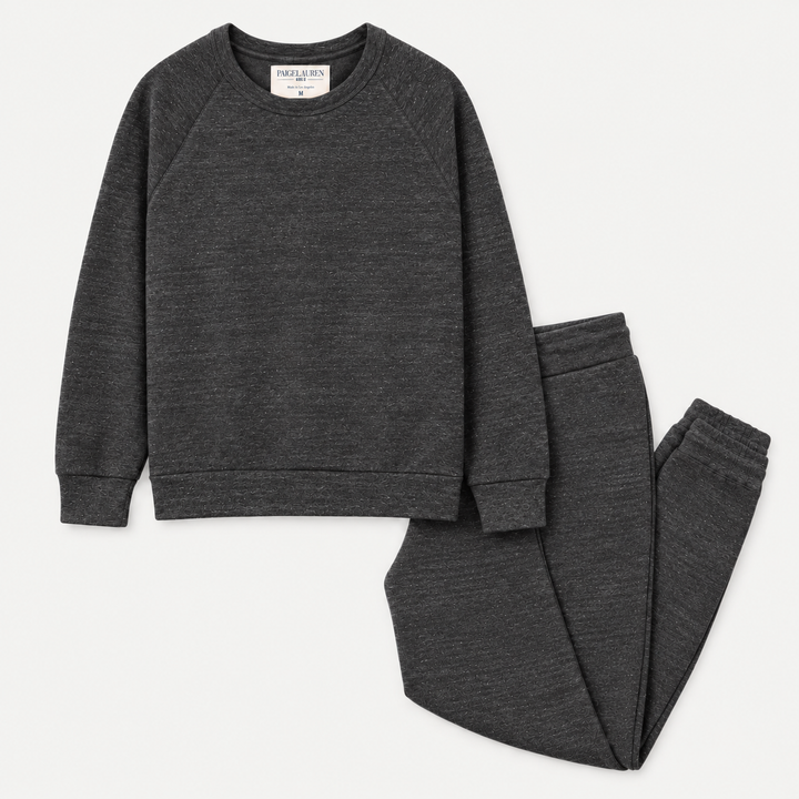 PAIGELAUREN Heathered Charcoal Vintage Fleece Sweatshirt and Sweatpant Set for Mom