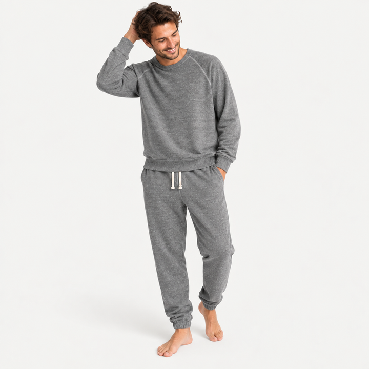PAIGELAUREN Heathered Gray Vintage Fleece matching loungewear set for Dad