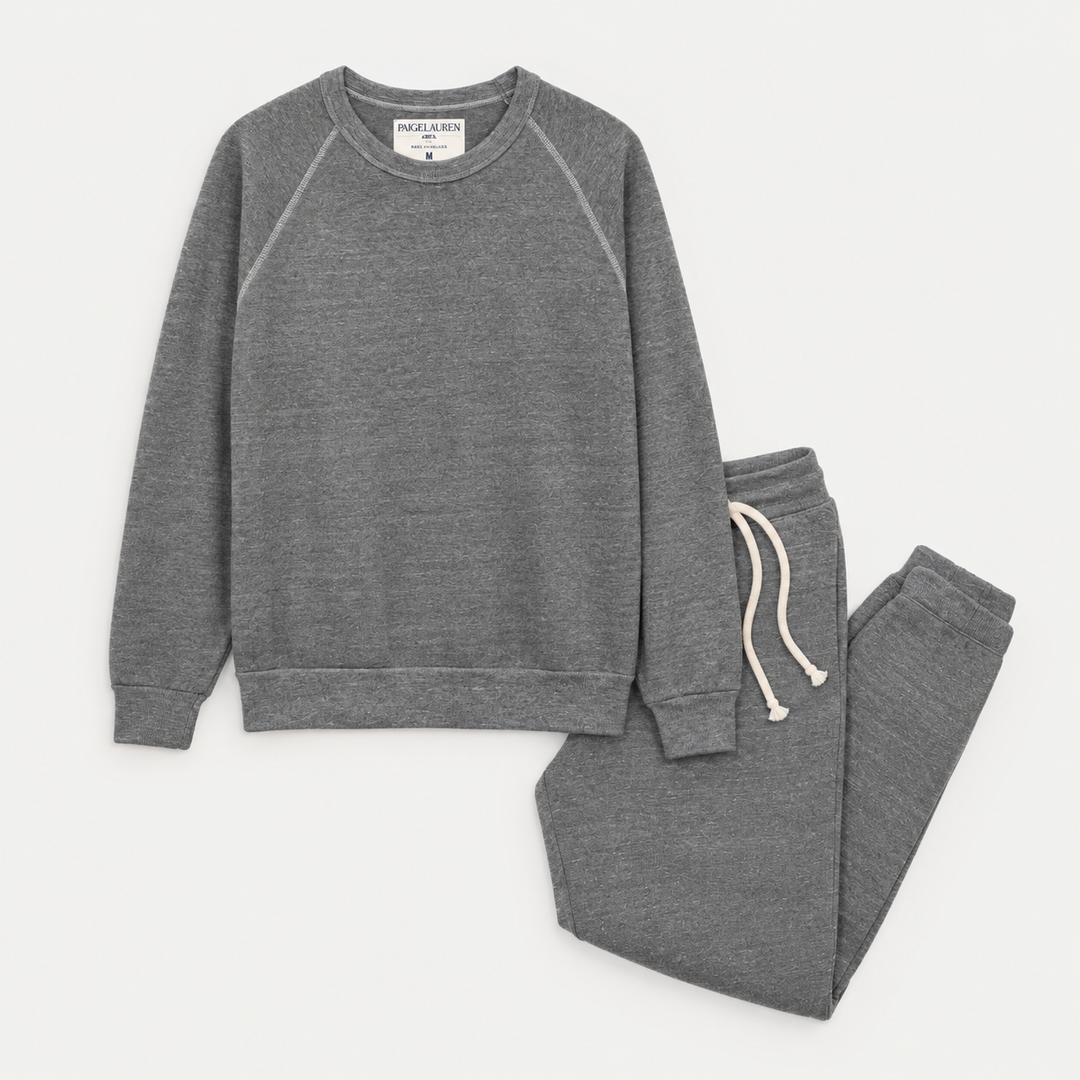 PAIGELAUREN Heathered Gray Vintage Fleece Sweatshirt and Sweatpant Set for Dad