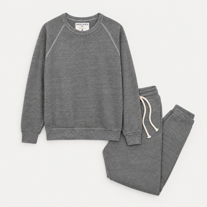 PAIGELAUREN Heathered Gray Vintage Fleece Sweatshirt and Sweatpant Set for Dad
