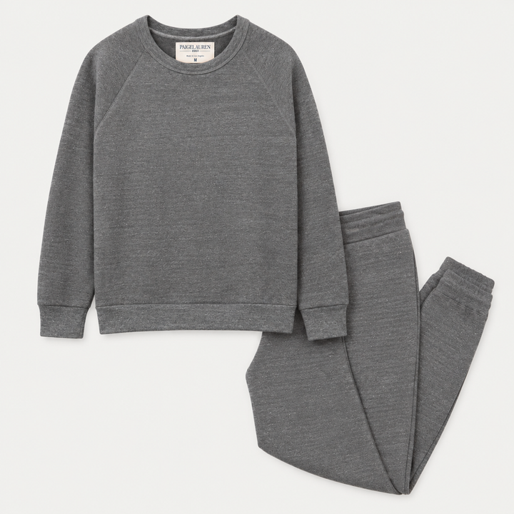 PAIGELAUREN Heathered Gray Vintage Fleece Sweatshirt and Sweatpant Set for Mom