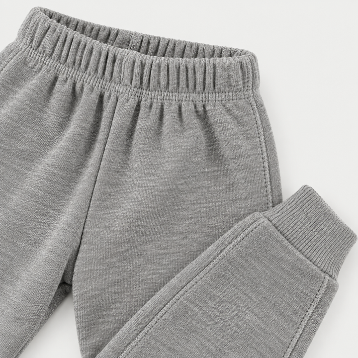 Heathered Gray Vintage Sherpa sweatpant elastic waistband, fabric and ribbed cuff detail