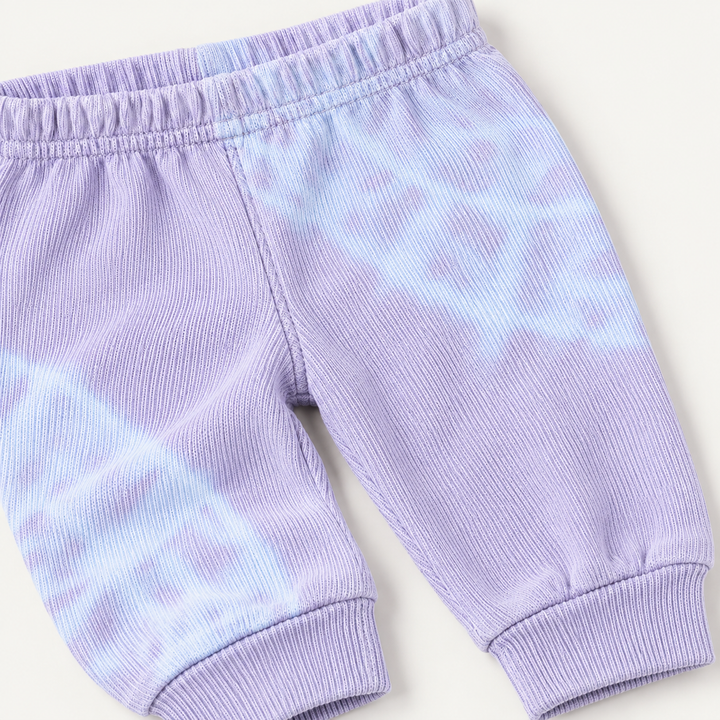 PAIGELAUREN Lavender Blue Tie Dye Ribbed Legging waistband and fine rib detail