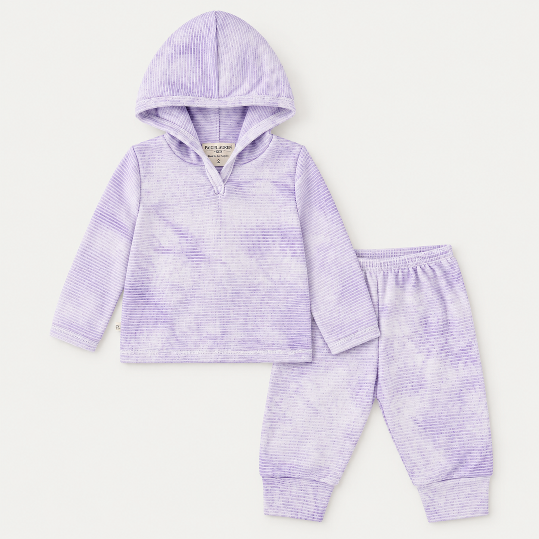PAIGELAUREN Lavender Marble Rib Hoodie + Legging Set